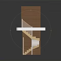 Wooden Architectural Model With Spiral Staircase White Door And Upper Platform