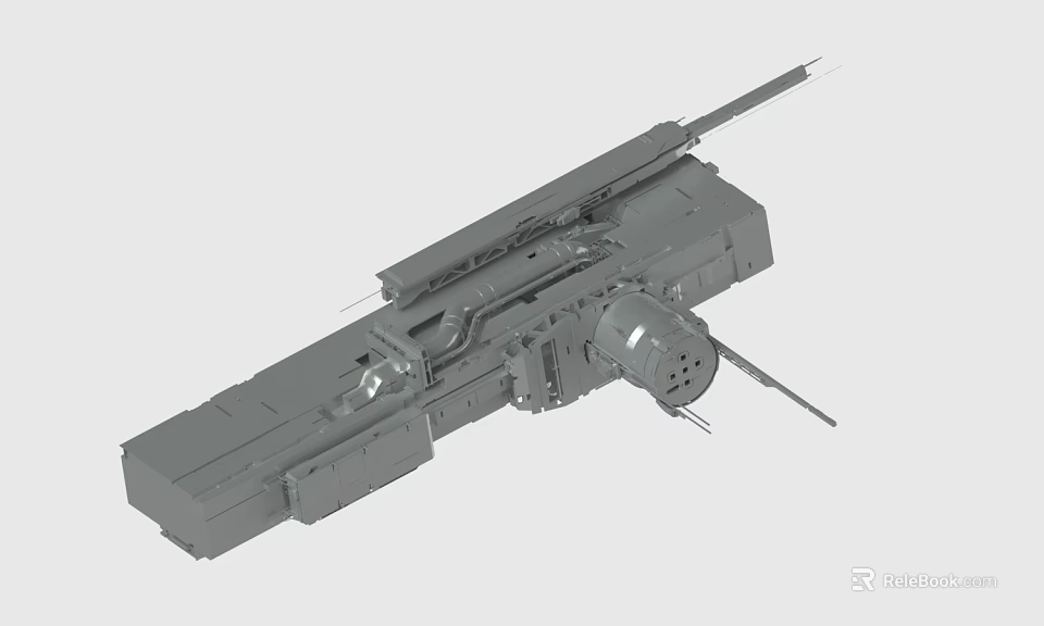 Gray Industrial Mechanical Structure With Detailed Metal Components And Technical Design 3d model