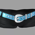 Stylish Sparkling Blue Belt Featuring Rhinestone Details and Silver Buckle