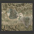 3D Terrain Model Featuring Natural Mountain Valleys and Detailed Land Textures