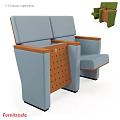 Light Blue Leisure Chair With Wooden Armrests And Perforated Backrest Design