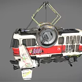 Futuristic Red And White Suspension Vehicle With Graffiti And Propulsion Wheels