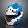 Blue And White Racing Helmet With Schib Logo Streamlined Design For Sports Use