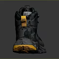 Black High Top Outdoor Boots With Yellow Accents And Non Slip Sole For Daily Wear