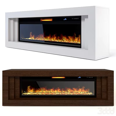 Modern Electric Fireplace Designs With White And Wooden Frames Glass Front Realistic Flames 3d model
