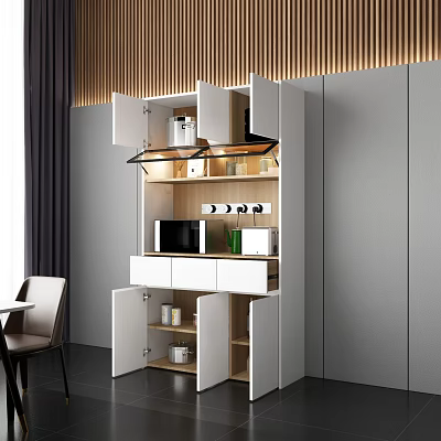 Modern Open Concept Kitchen Interior With Island Counter And Cabinets 3d model