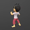 Cartoon Man With Glasses Open Mouth Holding Tablet Wearing Red Plaid Pants Barefoot