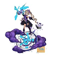 Game Movie Character Standing On Purple Clouds With Blonde Hair Purple Outfit Holding Lightning Hammer