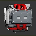 Mechanical Power Unit Featuring Red Components Gray Body And Gear Pulley System