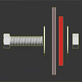 Industrial Mechanical Equipment Component With Red Plate Purple Base And Bolt Nut
