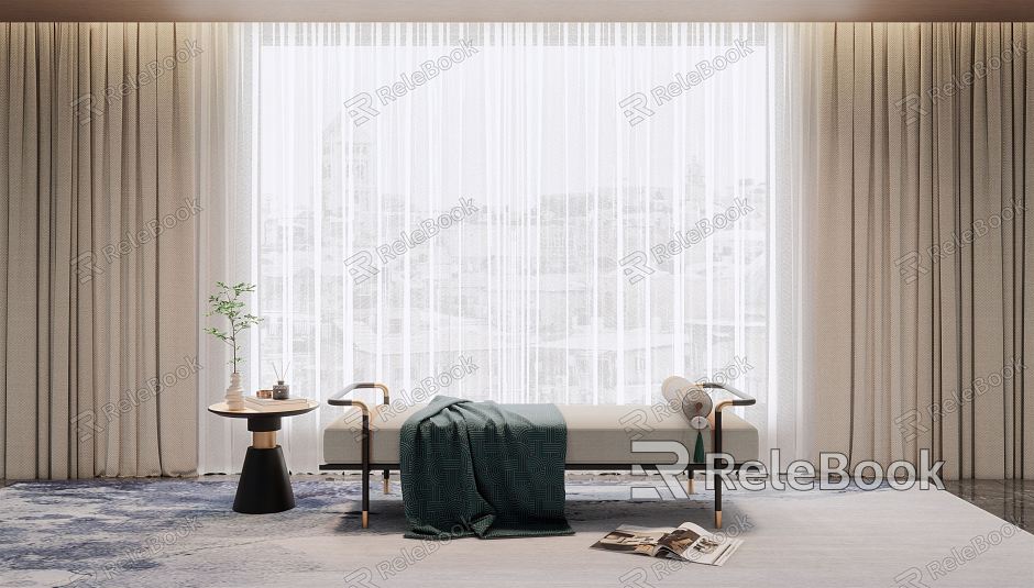 Modern Curtain Window Screen model