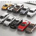 Display of Multiple Car Models in Various Colors and Different Styles Arranged Together