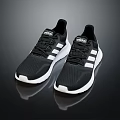 Black And White Running Shoes With Mesh Upper Three Stripes Modern Design For Sports