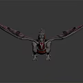 Fantasy Dragon Character With Red And White Wings Scaled Body For Game Or Movie