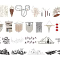 Chinese National Style Wall Decorations And Hangings Decorative SU Model Set 30 Sets