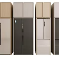 Modern Multi Door Refrigerator Designs In Beige Black And Wood Finishes