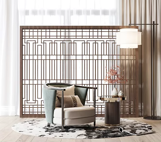 New Chinese Style Sofa Chair Leisure Chair 3d model