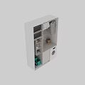 Modern Laundry Room With Washing Machine Storage Cabinets Clothes Hanging Area And Potted Plant