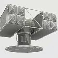 Gray Military Weapon Mechanical Structure With Square Modules And Base Platform 3d model