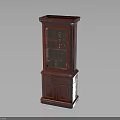 Classic Red Wooden Bookcase With Glass Door Books And Carved Cabinet Details