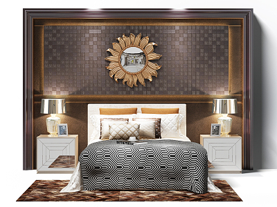 Post-modern background double bedside background wall model