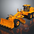 Yellow Construction Loader With Large Tires Front Bucket And Cab 3d model