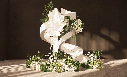 Modern Beauty White and Green Wedding 3d model