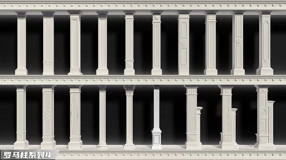 European Architecture Featuring Classical Columns With Ornate Carvings And Design Elements 3d model 