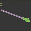 Green Enchanted Sword With Golden Decorated Hilt And Shiny Reflective Blade Against Dark Background