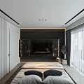 Modern Bedroom Interior Design With Bed Wardrobe Accent Chair And Soft Decorative Lights