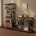 Bright Room With Metal Wooden Shelves Clay Pots Books Radio Decorations Wall Art And Plant