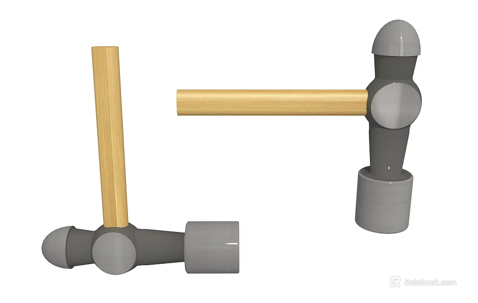 High Quality Hardware Tools Hammers With Wooden Handle And Metal Head Design 3d model 