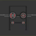 Black Weight Rack With Barbell And Red Black Weight Plates Storage