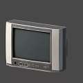 Vintage CRT Television With Silver Frame Black Screen And Front Control Buttons Design