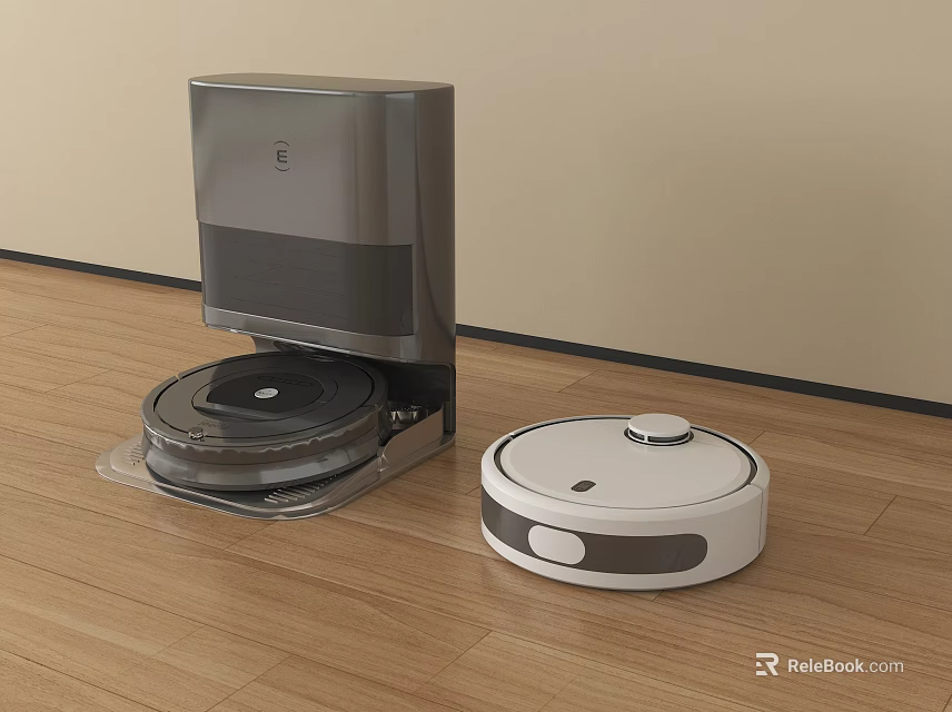 Smart Robot Vacuum Cleaner Automatic Floor Cleaning With Charging Dock On Wooden Floor 3d model 
