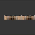 Wooden Garden Fence on Green Grass Lawn with Segmented Design and Decorative Posts