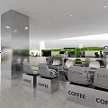 Modern Coffee Shop Interior Design With Counter Chairs Coffee Signs And Bright Space
