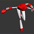 3D Rendered Robot Character With Red Hair Rabbit Ears Holding Red Object And Dynamic Pose
