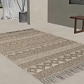 Square Woven Rug With Geometric Patterns And Fringed Edges For Modern Living Room Decor