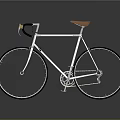 White Modern Road Bicycle With Black Handlebar Orange Saddle And Reflective Surface On Gray Background