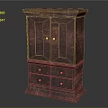 Classic Mahogany Cabinet With Double Doors And Three Drawers Design