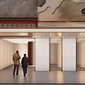 Traditional Modern Entrance Gate With Stone Brick Walls And Two People Standing Outside