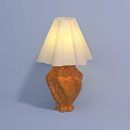 Minimalist Table Lamp with Orange Patterned Base and White Shade for Modern Decor 3d model