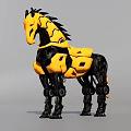 Mechanical Reptile Figure With Yellow And Black Cybernetic Design Details