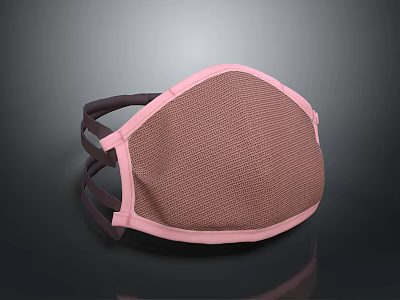 Reusable Brown Face Mask With Pink Trim And Soft Ear Loops For Daily Use 3d model