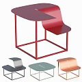 Modern Leisure Chair Featuring Red Frame Side Table And Multi Color Options 3d model