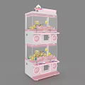 Pink Two Tier Claw Machine Amusement Equipment With Stuffed Toys Inside