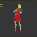 Female In Red Dress Holding Classic Violin With White Gloves And Red Shoes