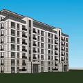 Modern Residential Building Simple Multi-storey Residence 3d model