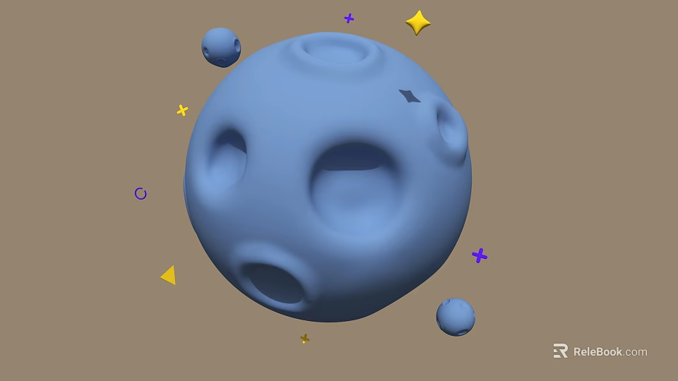 Decorative Ornament Combination With Blue Spherical Design Hollow Holes Small Stars And Balls 3d model 
